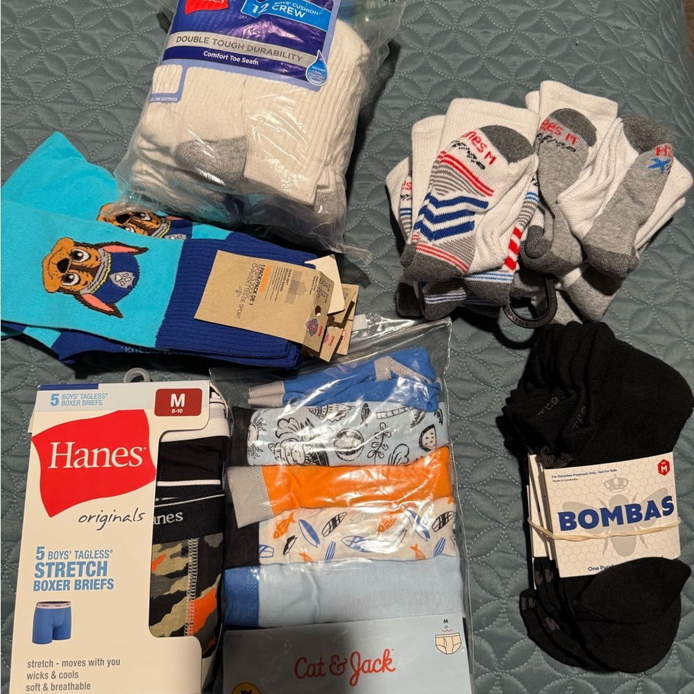 Hanes & Bombas Men's Socks and Underwear Assortment - White, Black, Blue, Orange